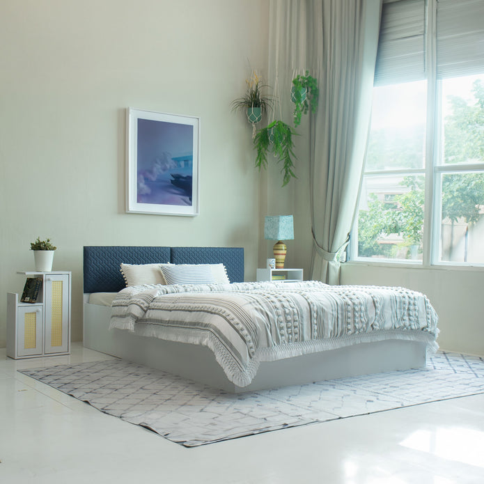 Lush Deluxe Queen Bed White Base With Box Storage (Non-Woveen)