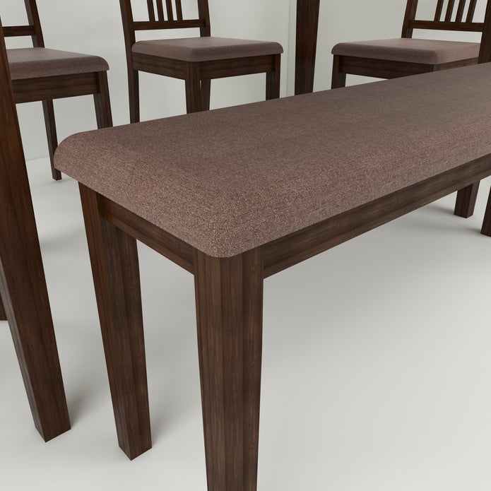 طقم طعام هيوستن من الخشب الصلب بأربعة مقاعد مع مقعد