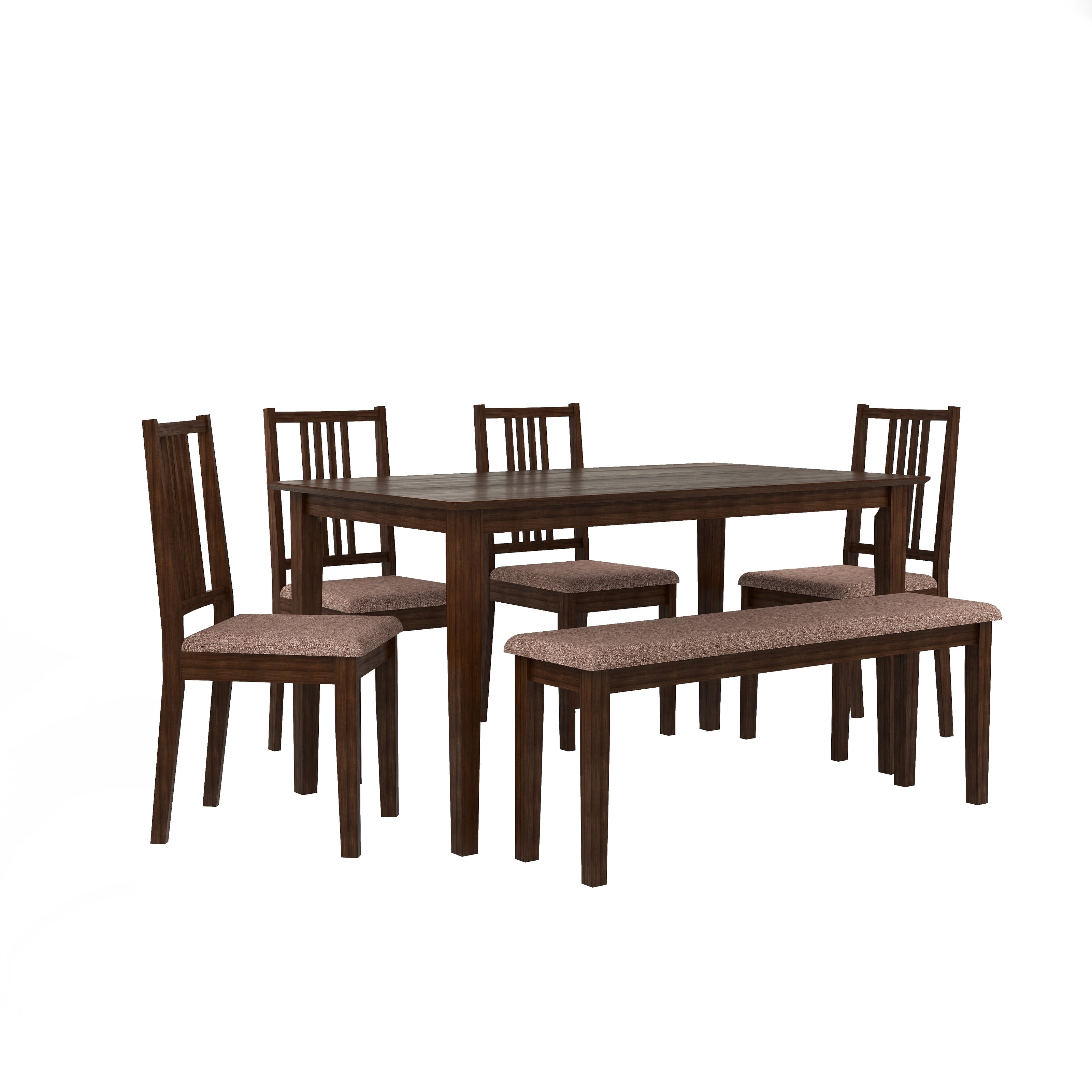 طقم طعام هيوستن من الخشب الصلب بستة مقاعد مع مقعد