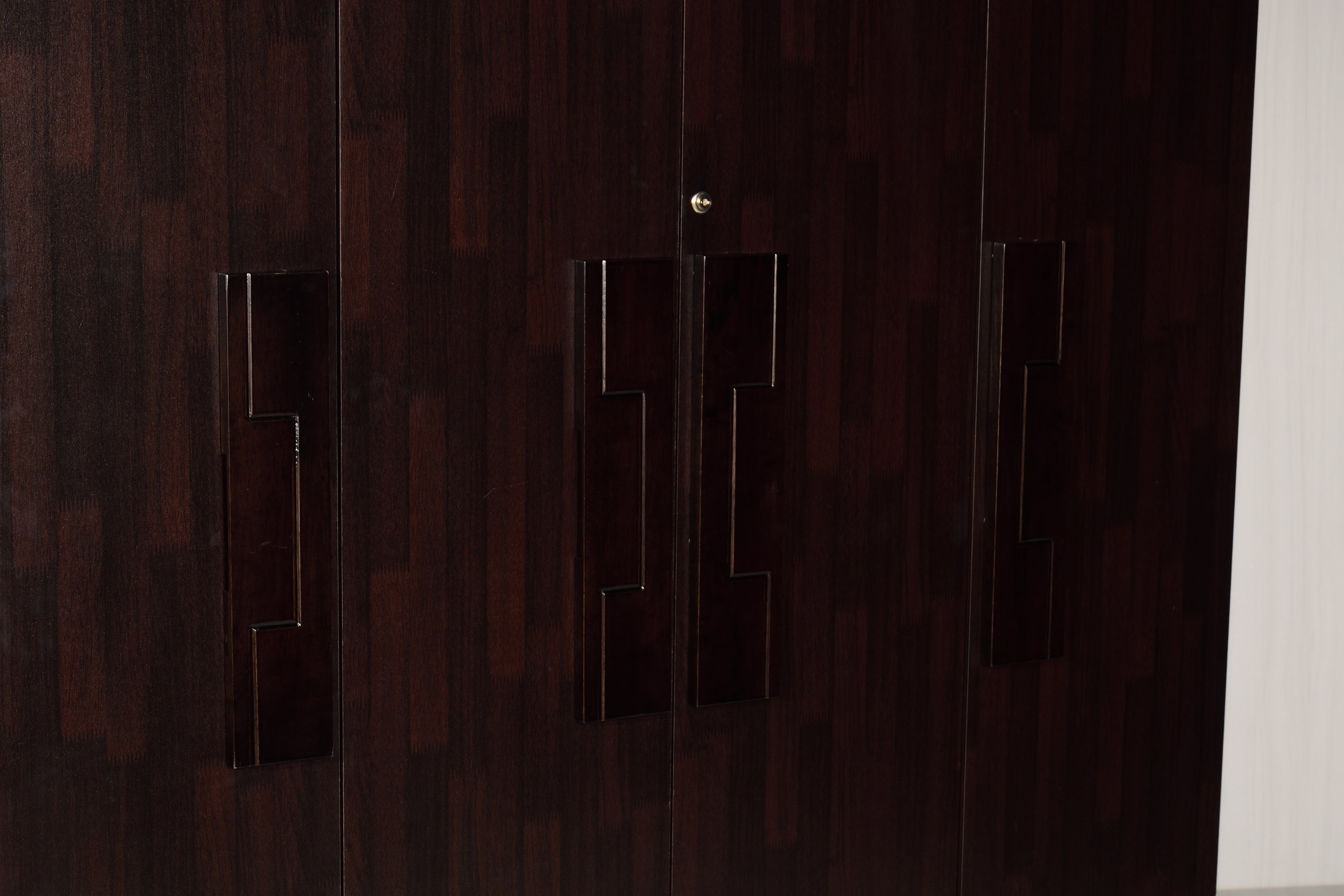 Poena 4-Door Engineered Wood Wardrobe – Spacious Almirah with Hanging Rod & Shelves