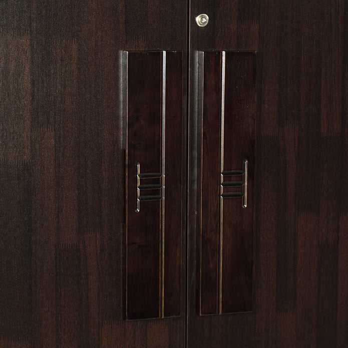 خزانة ملابس نيسوي الخشبية الهندسية ذات البابين - خزانة ملابس مدمجة مع قضيب تعليق ورفوف