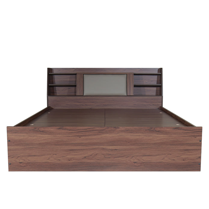 Lavish Queen Bed Walnut Base With Box Storage (Non-Woveen)