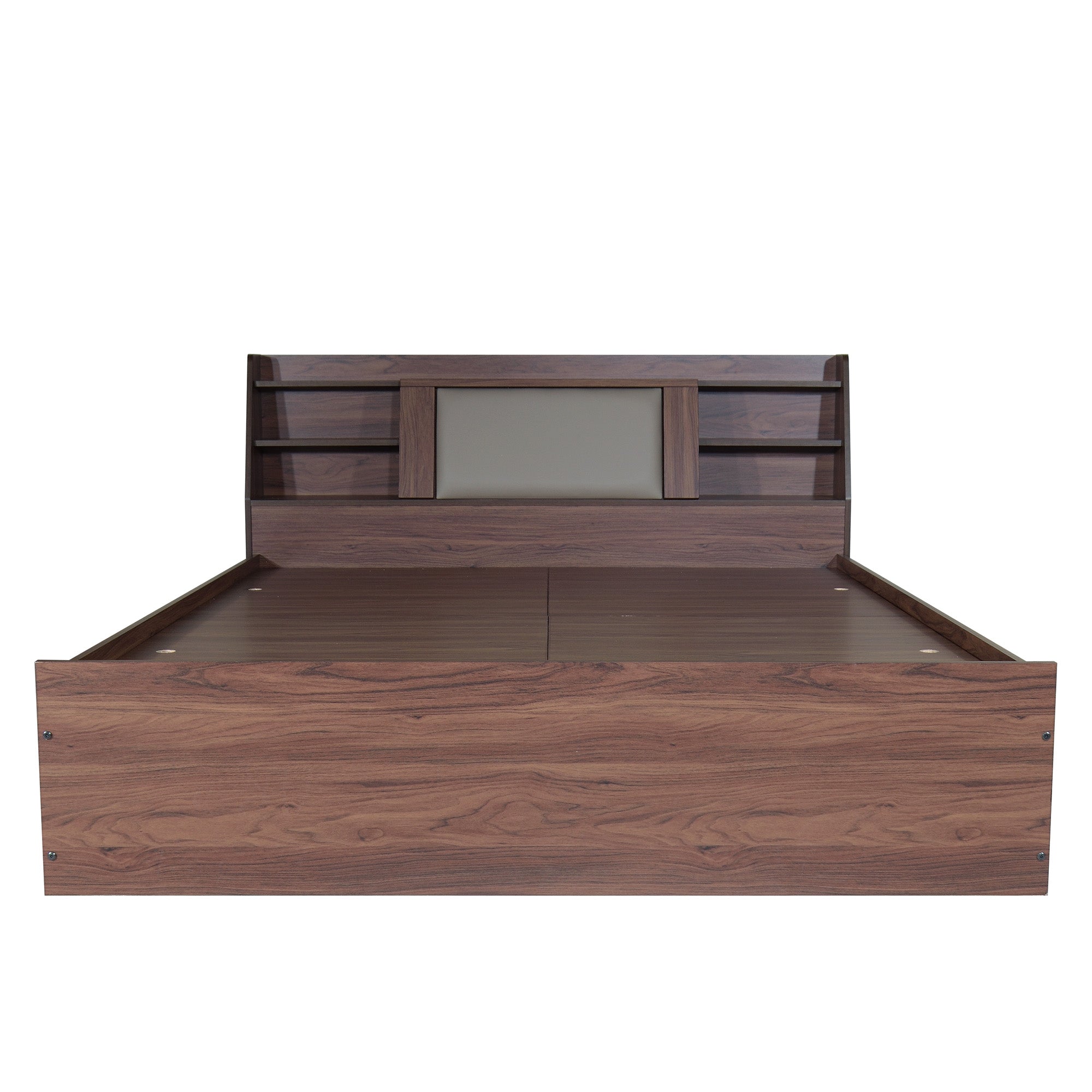 Lavish Queen Bed Walnut Base With Box Storage (Non-Woveen)