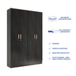 Kenzou 4-Door Engineered Wood Wardrobe – Large Almirah with Hanging Rod & Shelves