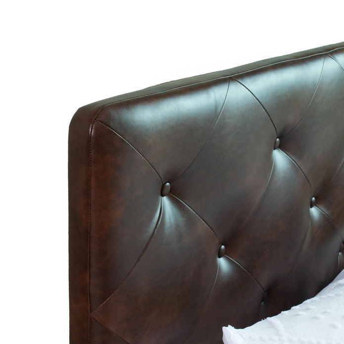 سرير تبغ مع قماش جلدي فاخر وصندوق تخزين - سرير كوين