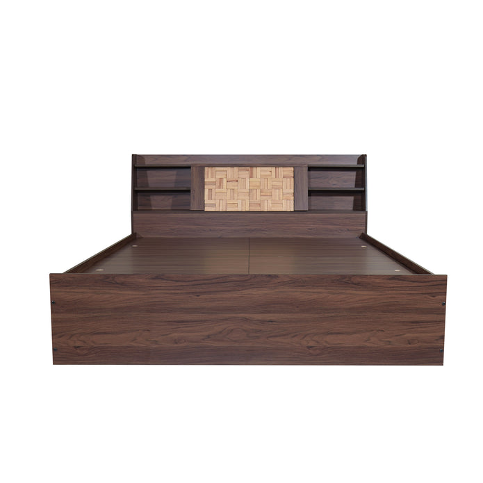 Timber Queen Bed – Walnut Finish with Box Storage