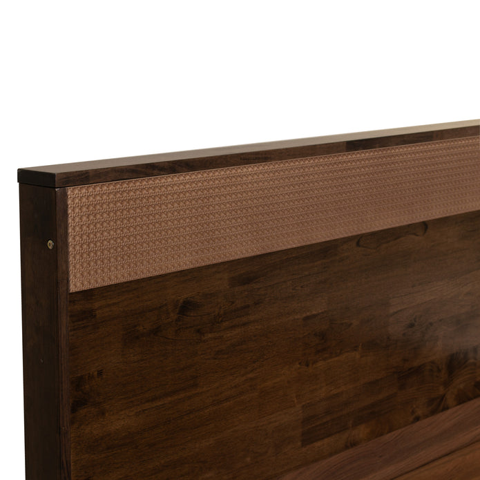 Eurotas Queen Bed – Solid Wood Rattan Headboard with Box Storage