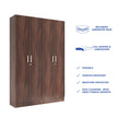 Kenzou 4-Door Engineered Wood Wardrobe – Large Almirah with Hanging Rod & Shelves