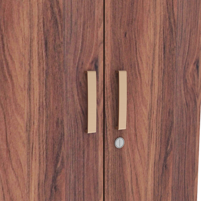 خزانة ملابس رين بثلاثة أبواب مصنوعة من الخشب الهندسي - غرفة نوم واسعة مع أرفف