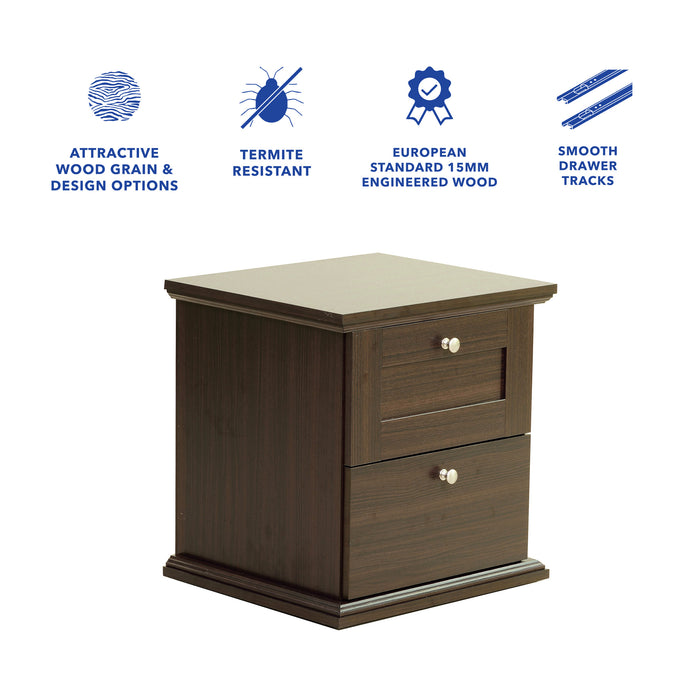 Taro Bedside Table – Wooden Nightstand in Walnut Finish with Drawer