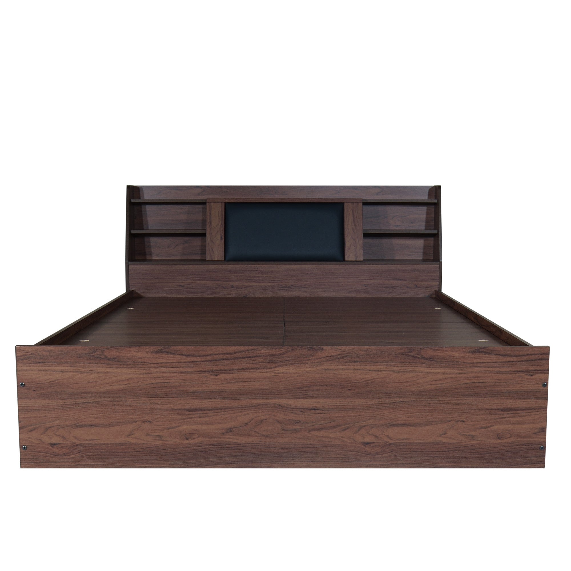 Lavish Queen Bed Walnut Base With Box Storage (Non-Woveen)