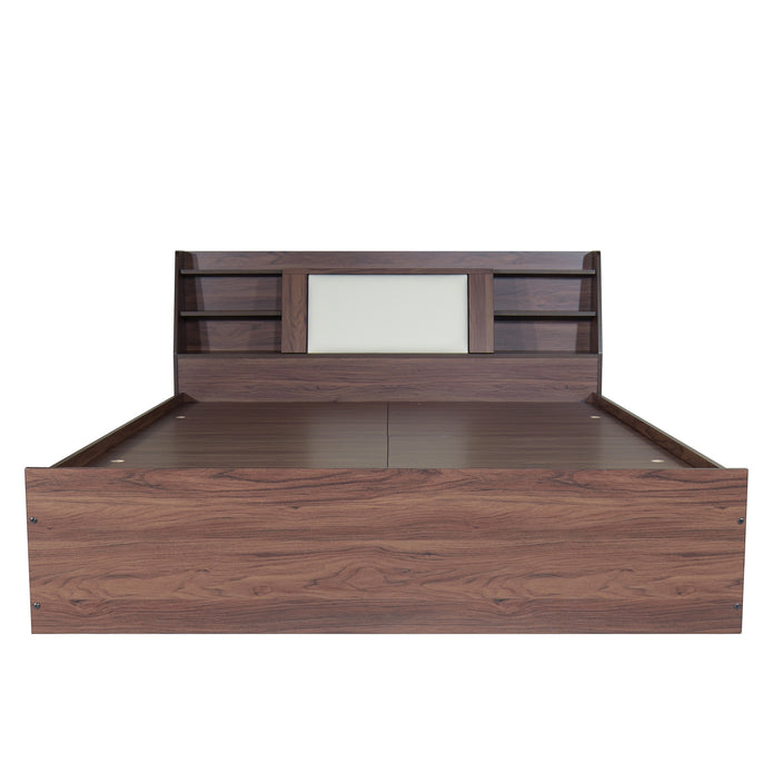 Lavish Queen Bed Walnut Base With Box Storage (Non-Woveen)