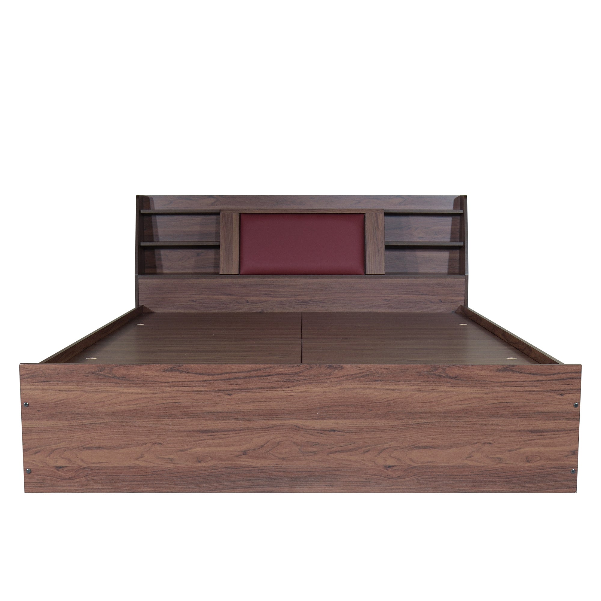 Lavish Queen Bed Walnut Base With Box Storage (Non-Woveen)