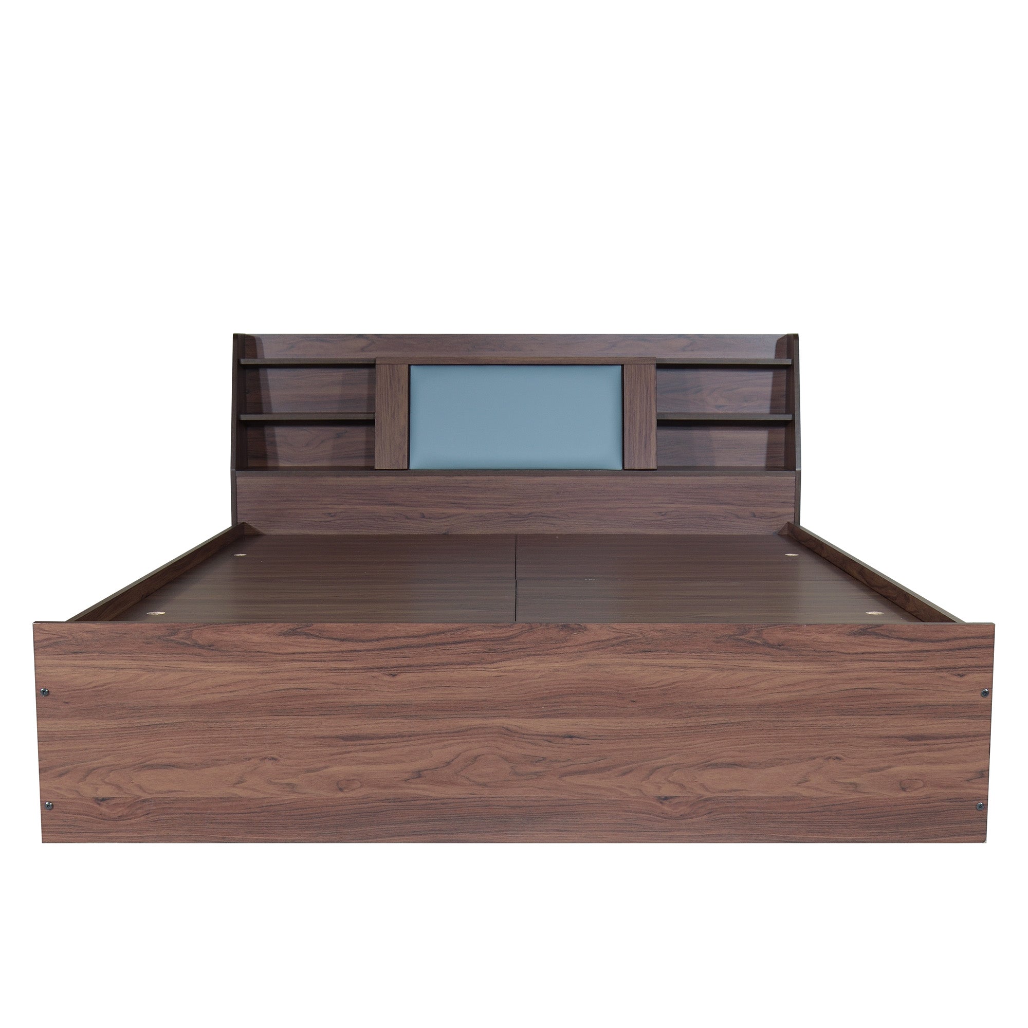 Lavish Queen Bed Walnut Base With Box Storage (Non-Woveen)