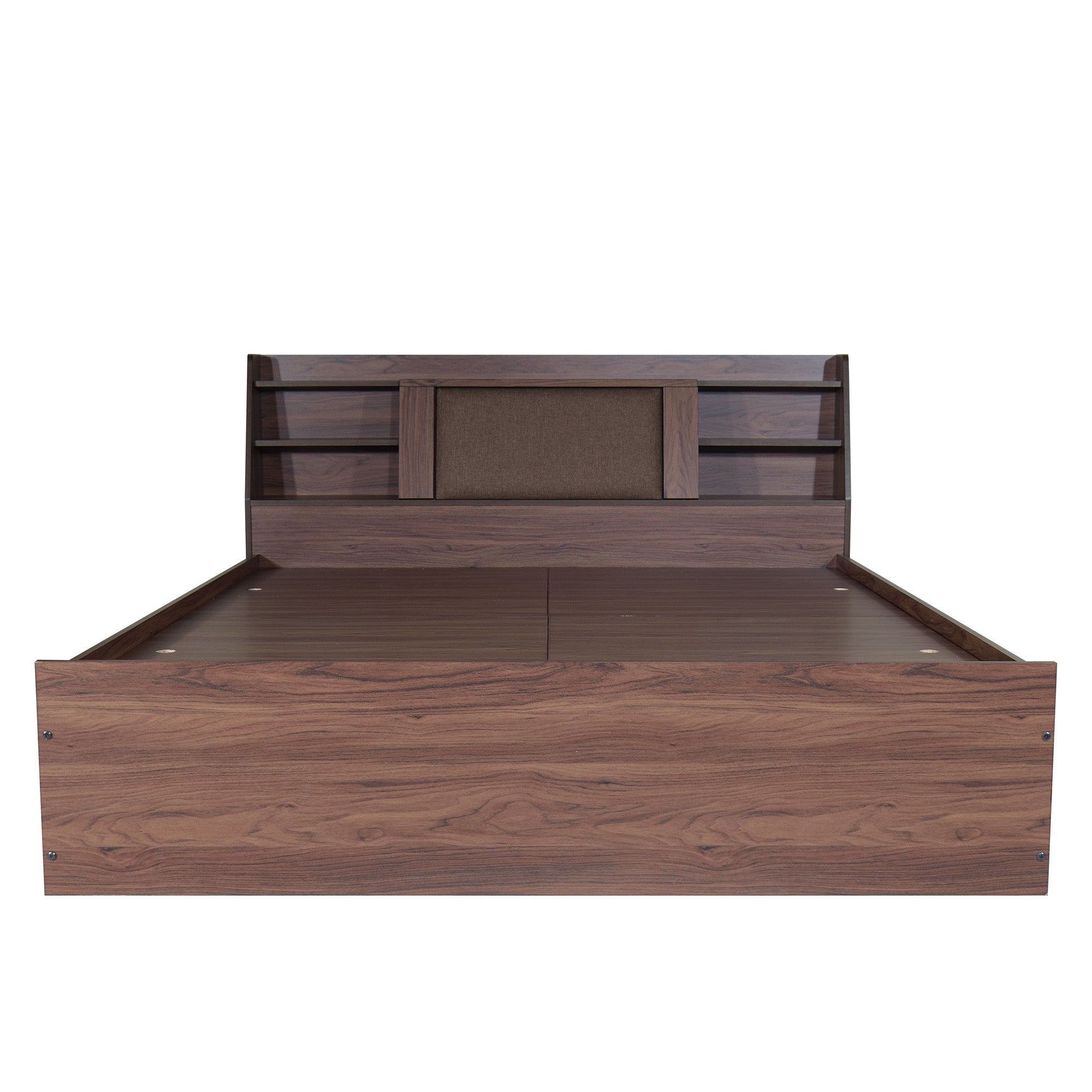 Lavish Queen Bed Walnut Base With Box Storage (Non-Woveen)