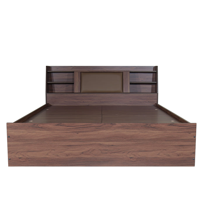 Lavish Queen Bed Walnut Base With Box Storage (Non-Woveen)