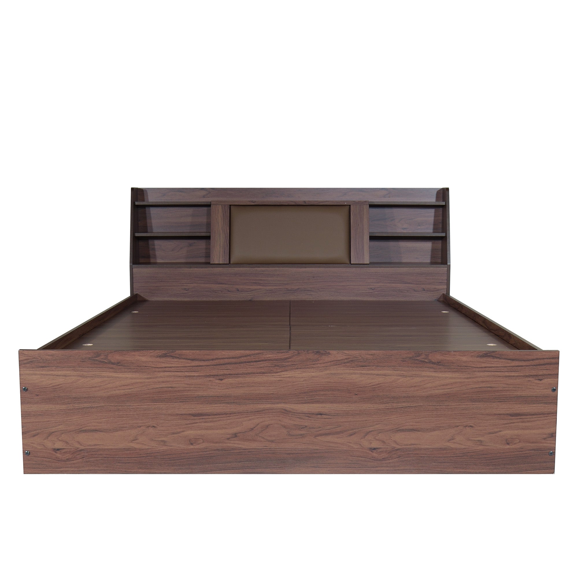 Lavish Queen Bed Walnut Base With Box Storage (Non-Woveen)