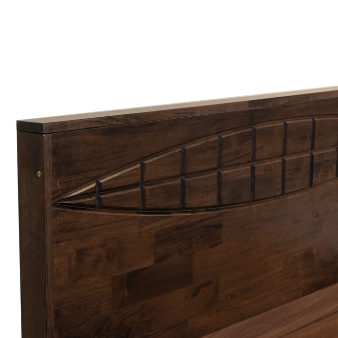 Muses Queen Bed – Solid Wood Headboard with Box Storage