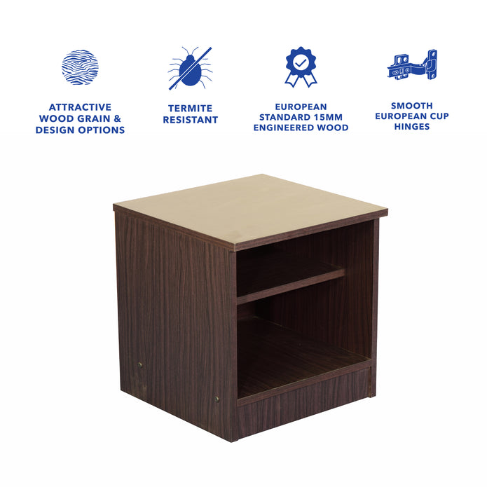 Takeo Bedside Table – Wooden Nightstand in Walnut Finish with Storage
