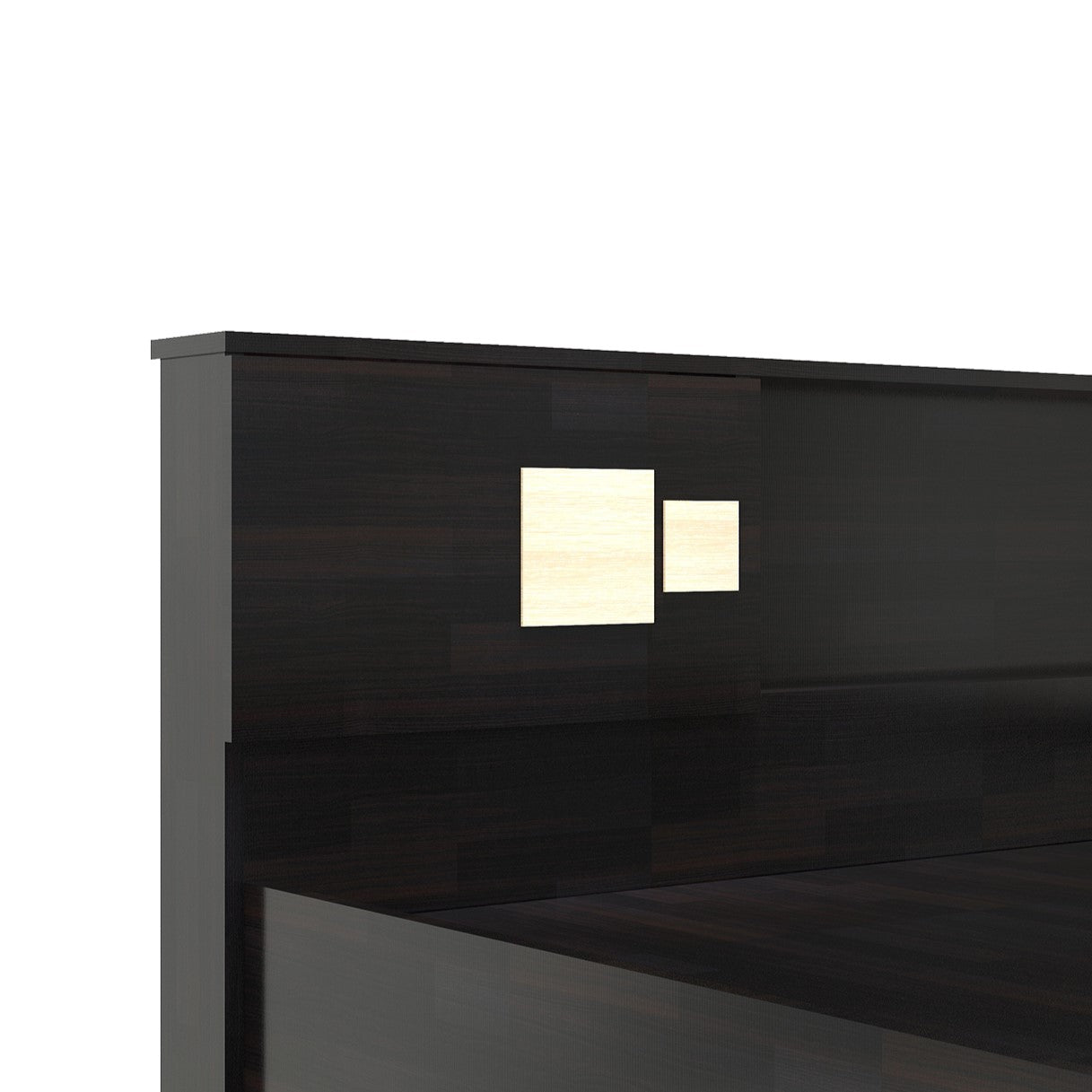 Kumiko Bed with Non-Woven Box Storage – Engineered Wood, Walnut Finish