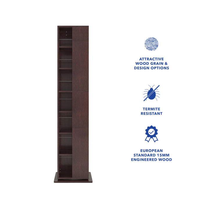 Shimada Rotatable Wooden Book Shelf – Columbia Walnut Finish