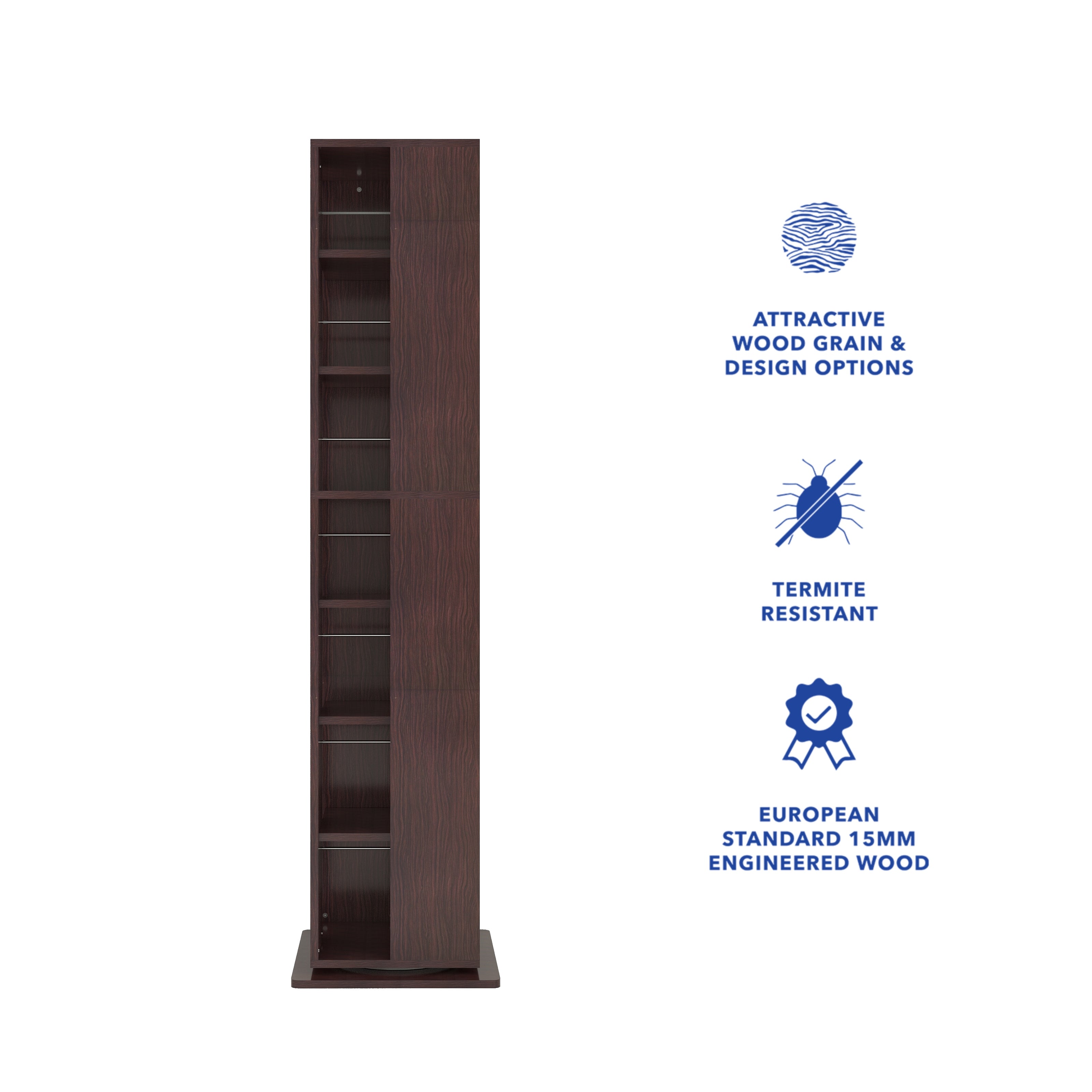 Shimada Rotatable Wooden Book Shelf – Columbia Walnut Finish