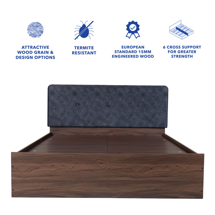 سرير جابا كوين - سرير منجد من الجلد الصناعي مع صندوق تخزين