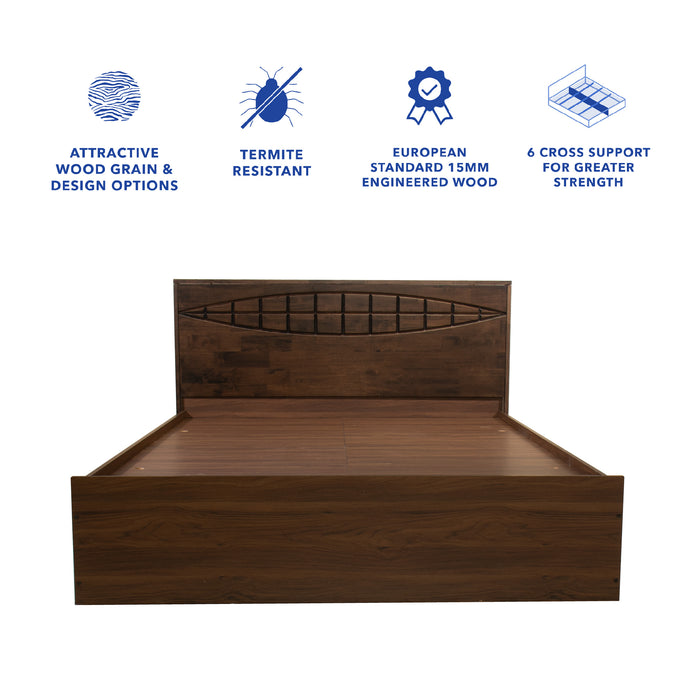 Muses Queen Bed – Solid Wood Headboard with Box Storage