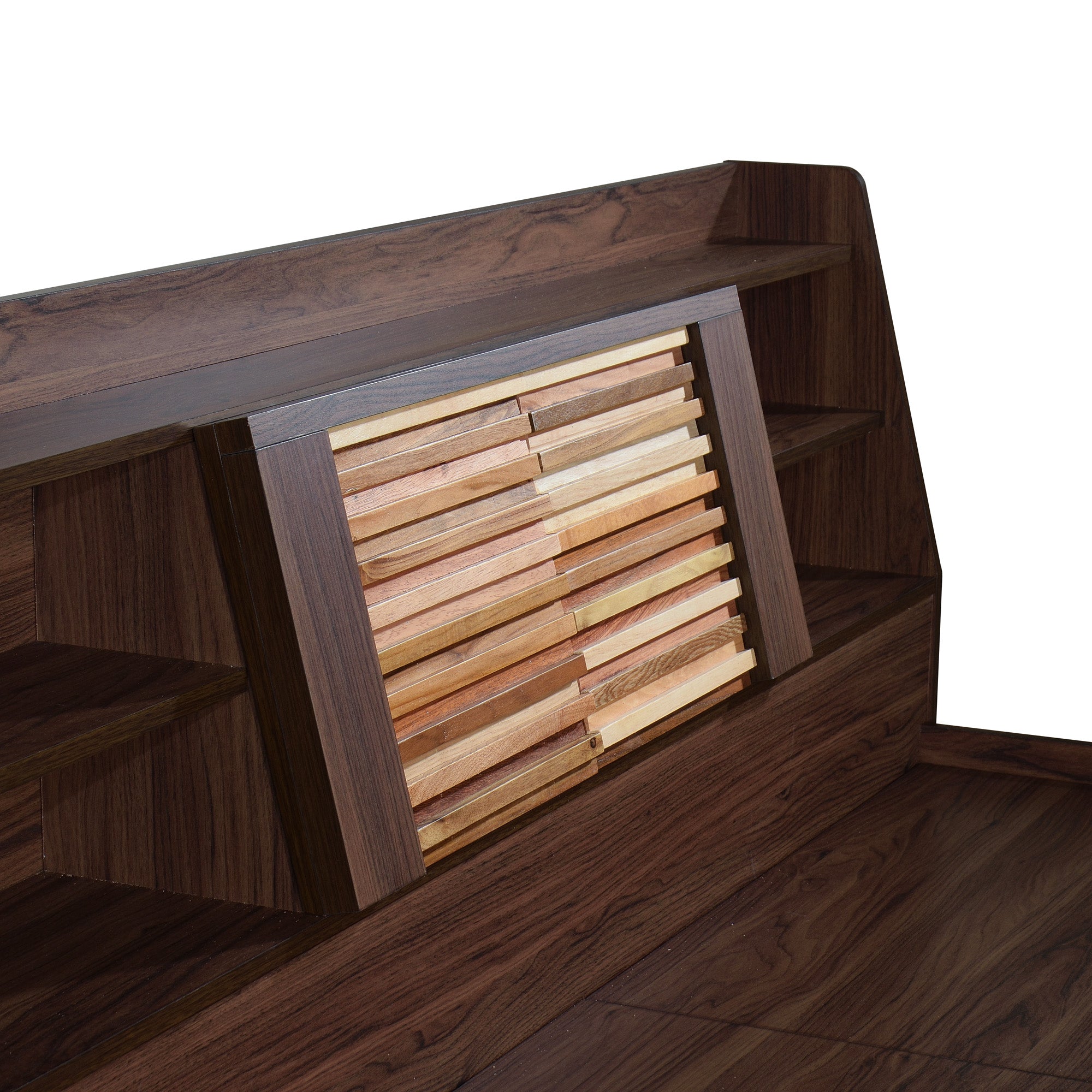 Timber Queen Bed – Walnut Finish with Box Storage