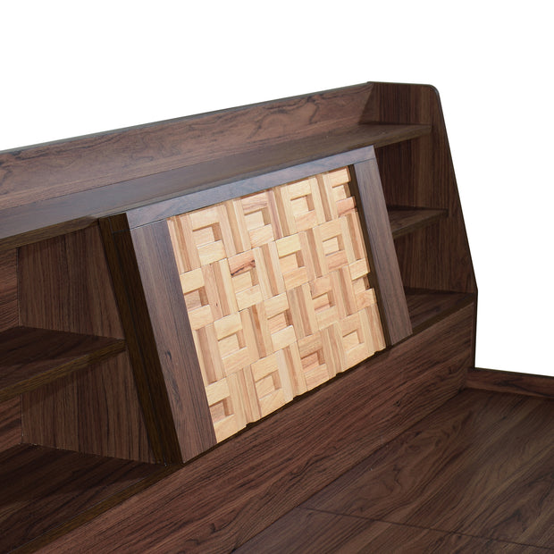 Timber Queen Bed – Walnut Finish with Box Storage