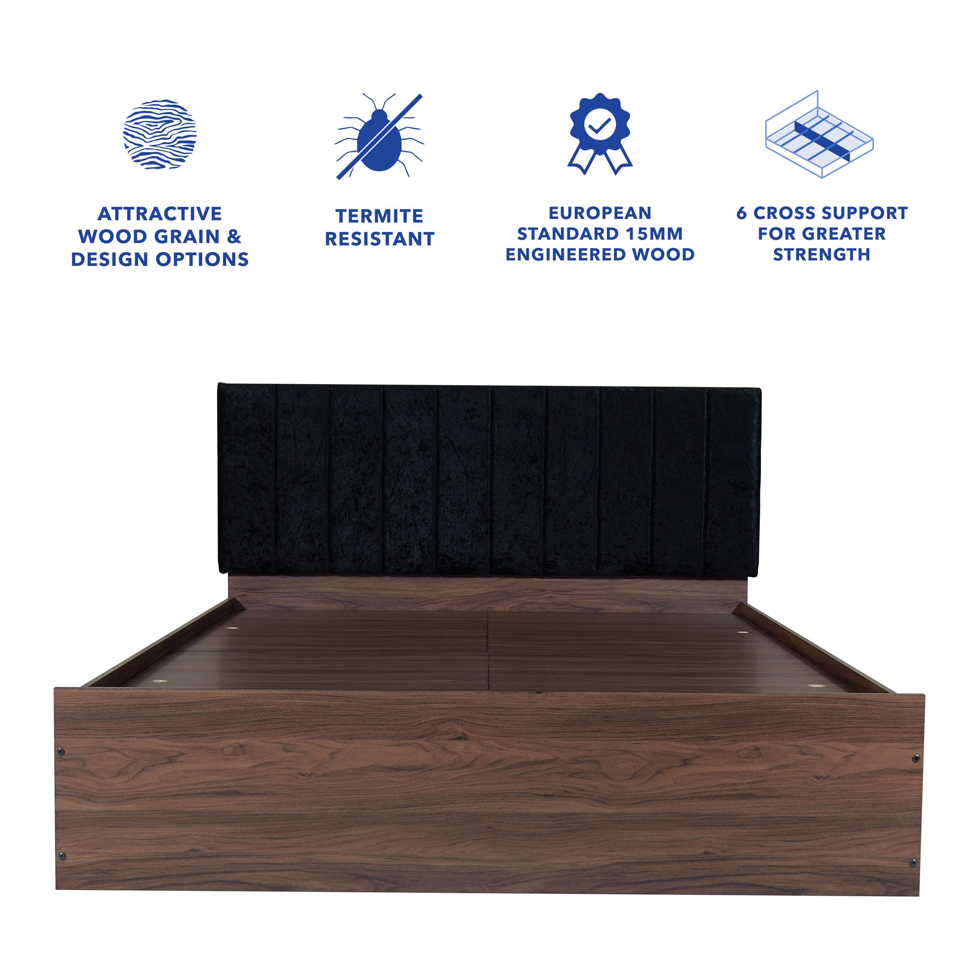 سرير سامسكارا كوين - سرير منجد من الجلد الصناعي مع صندوق تخزين