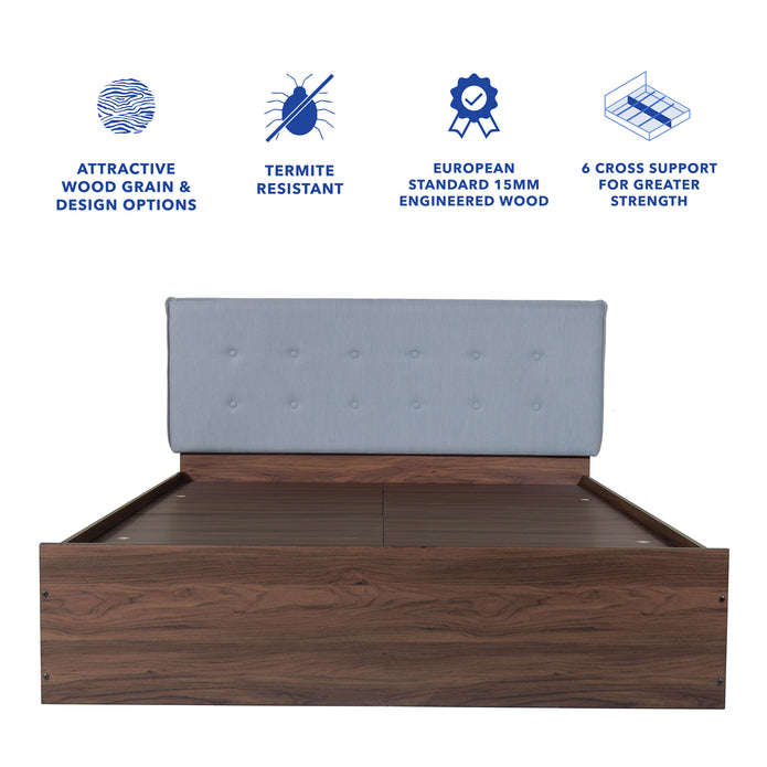 سرير فيراباد كوين - سرير منجد من الجلد الصناعي مع صندوق تخزين