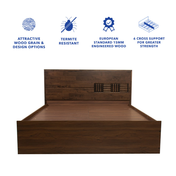 Aglaea Solidwood Headbord Queen Bed With Box Storage Non-Woveen