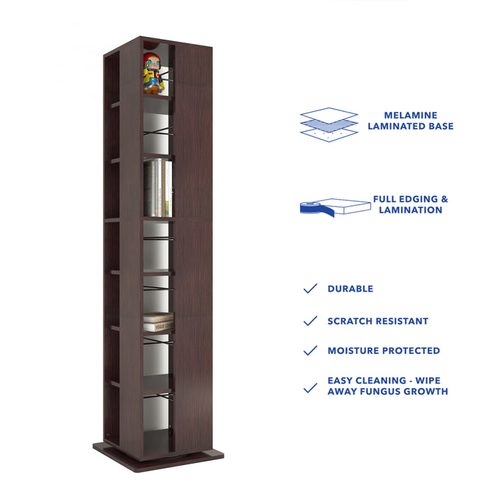 Shimada Rotatable Wooden Book Shelf – Columbia Walnut Finish