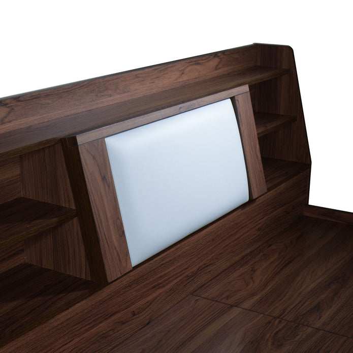 Lavish Queen Bed Walnut Base With Box Storage (Non-Woveen)