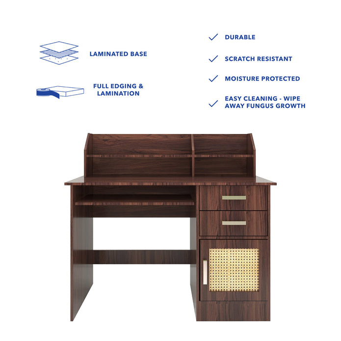 طاولة دراسة من خشب شامون الهندسي مع الروطان