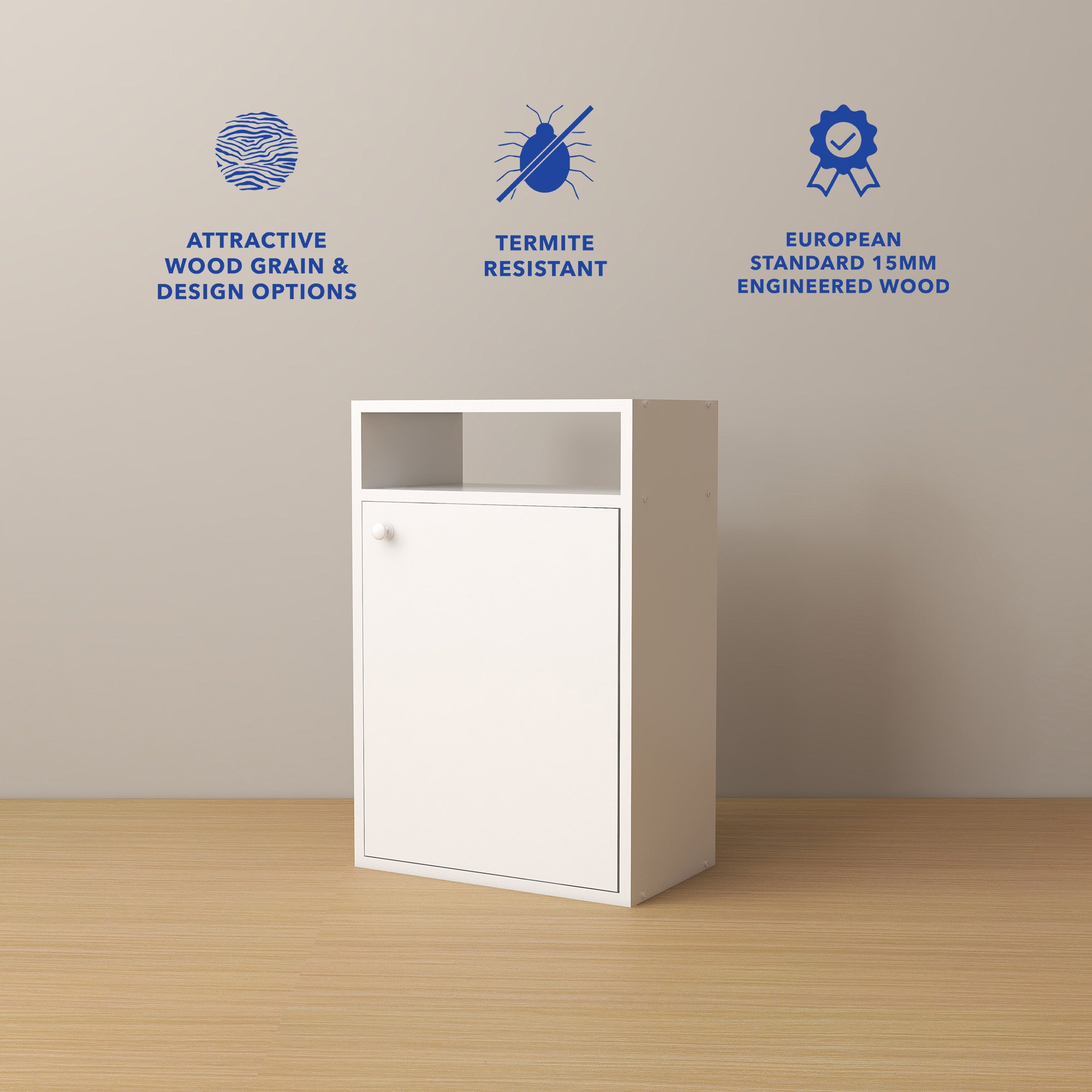 Emi Bedside Table – Wooden Nightstand with Drawer Storage