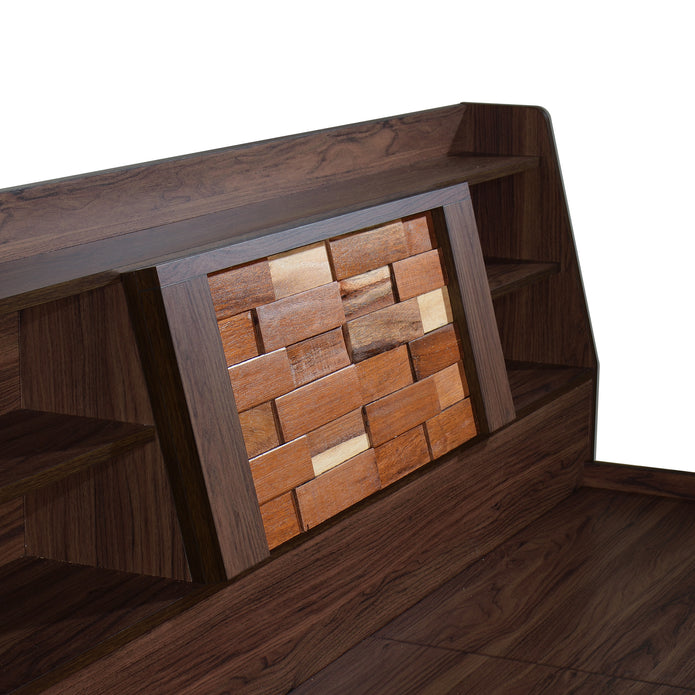 Timber Queen Bed – Walnut Finish with Box Storage