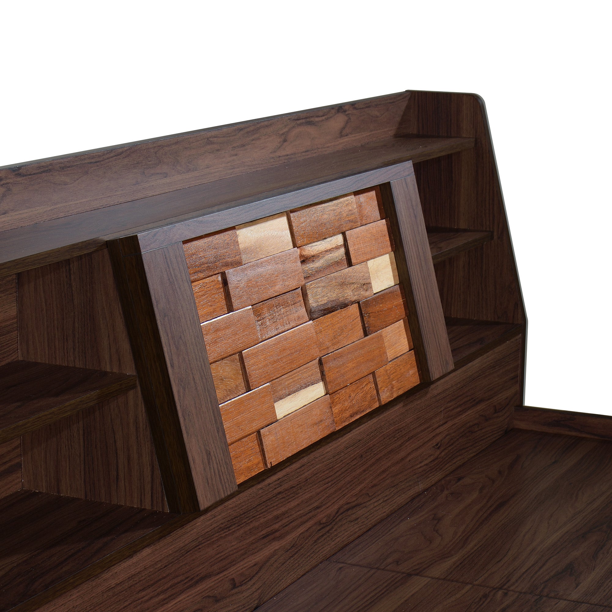 Timber Queen Bed – Walnut Finish with Box Storage