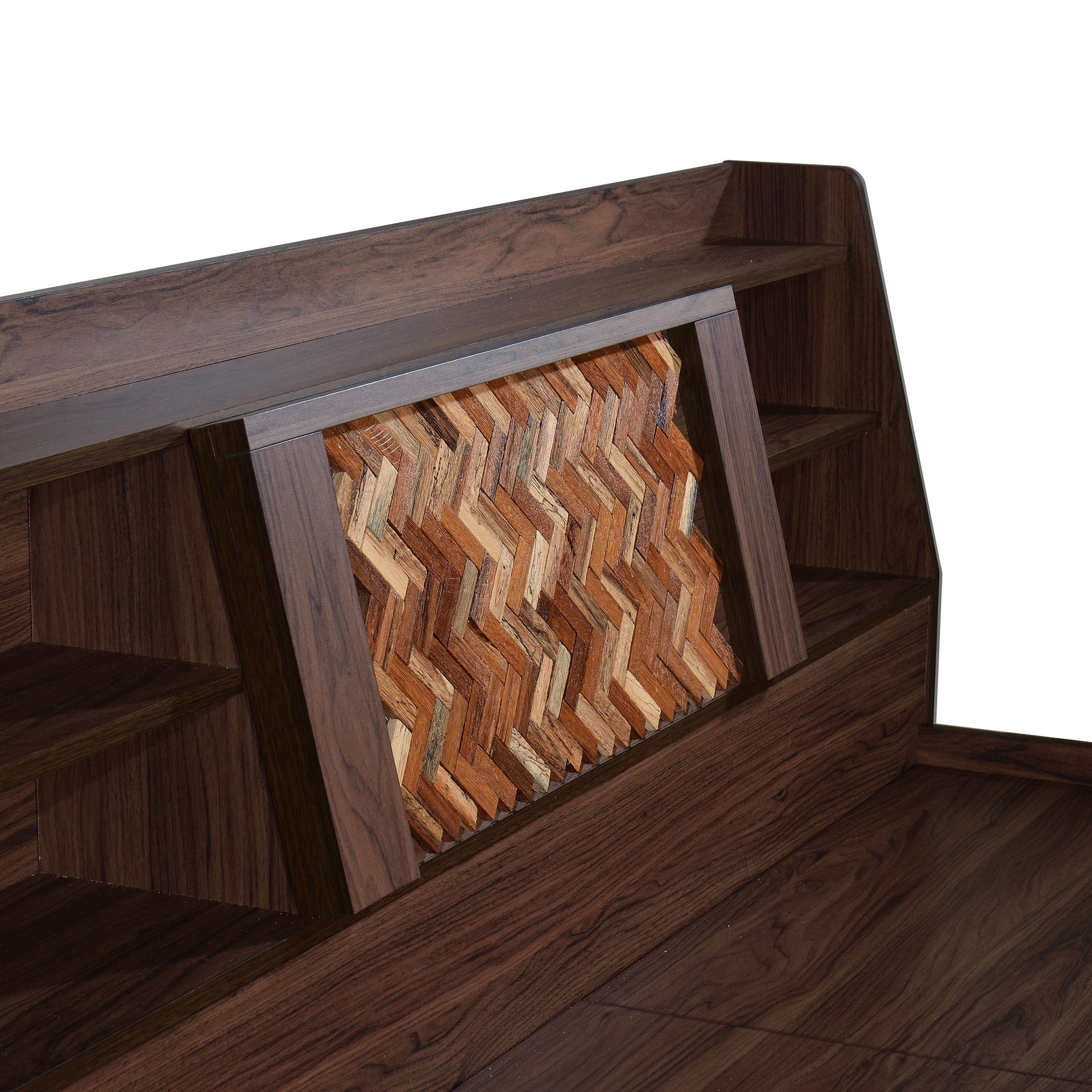 Timber Queen Bed – Walnut Finish with Box Storage