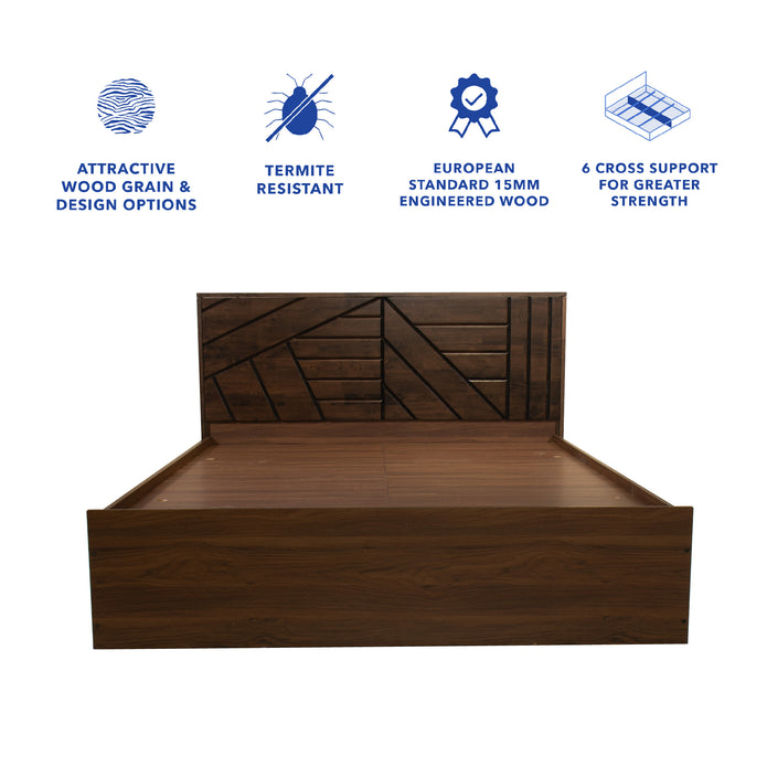 Hera Queen Bed – Solid Wood Headboard with Box Storage