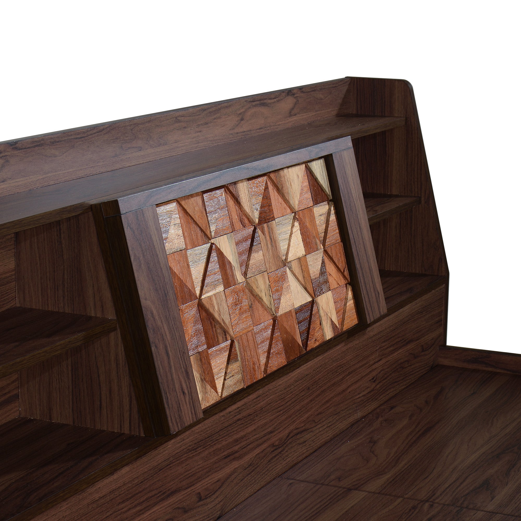 Timber Queen Bed – Walnut Finish with Box Storage