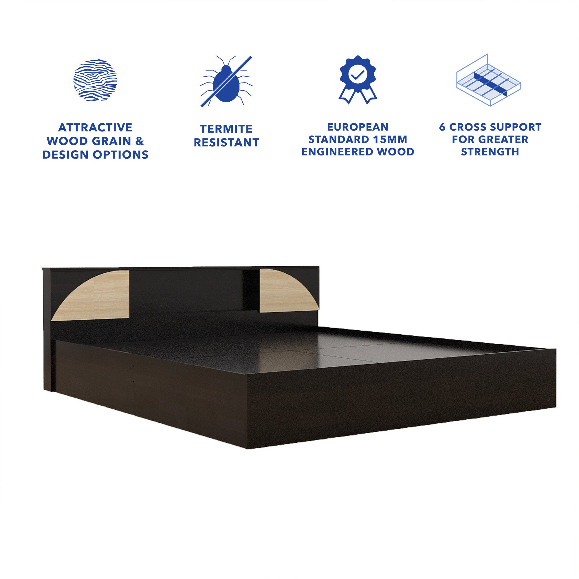Vida Bed – Headboard & Box Storage with Non-Woven Base