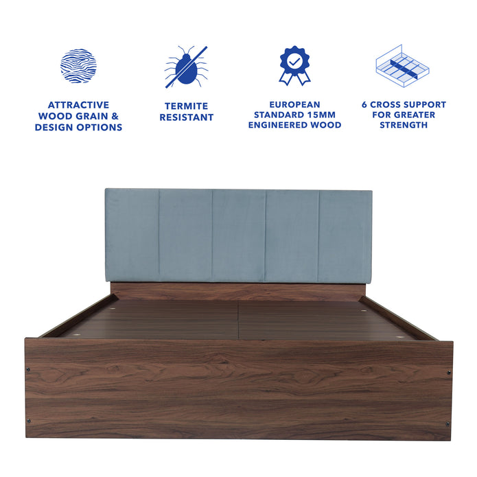 سرير يانترا كوين - مُنجّد بالجلد الصناعي مع صندوق تخزين