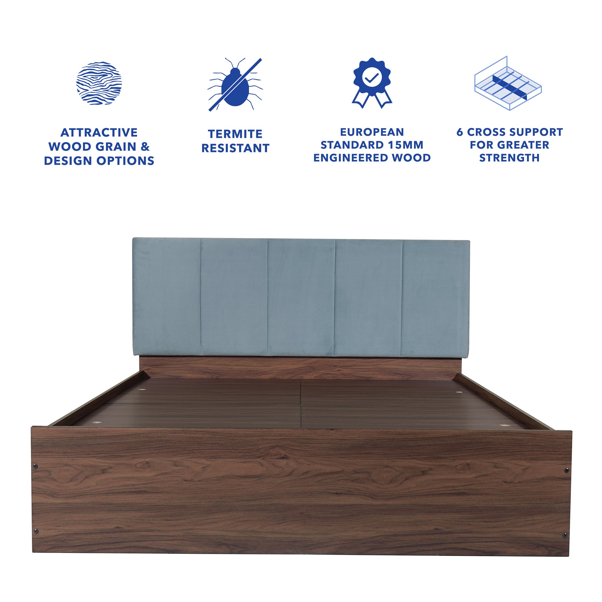 سرير يانترا كوين - مُنجّد بالجلد الصناعي مع صندوق تخزين