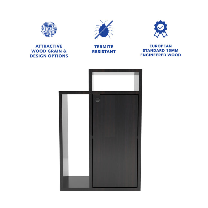 طاولة سرير أكاري - طاولة جانبية خشبية مع درج تخزين