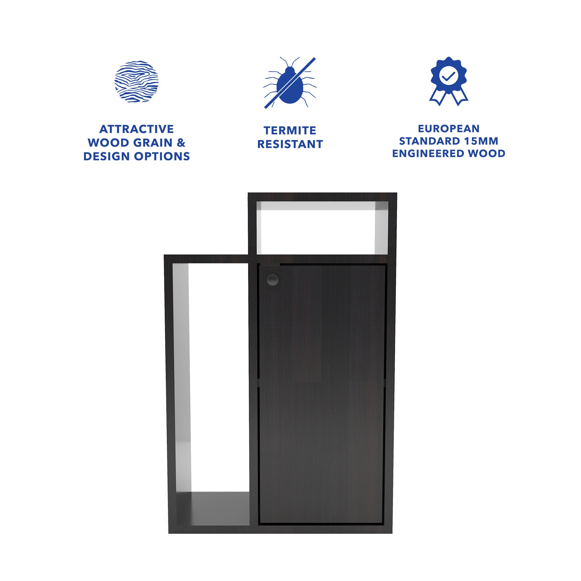 طاولة سرير أكاري - طاولة جانبية خشبية مع درج تخزين