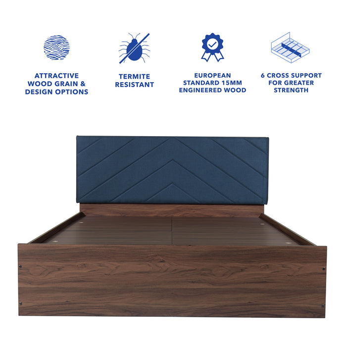 Mudra Queen Bed – Leatherette Upholstered with Box Storage