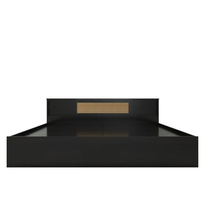 Kaito Bed – Rattan Headboard with Box Storage (Non-Woven Base)