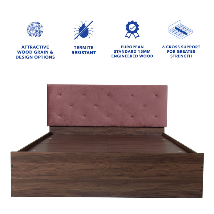 Nirodhah Queen Bed – Leatherette Upholstered with Box Storage